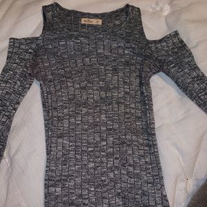 gray tight long sleeve top